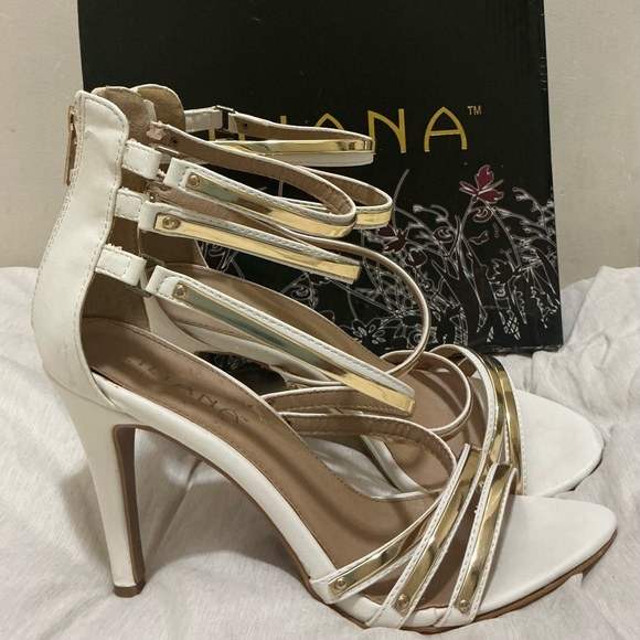 Liliana Gold and White Strappy Heels - Picture 2 of 8